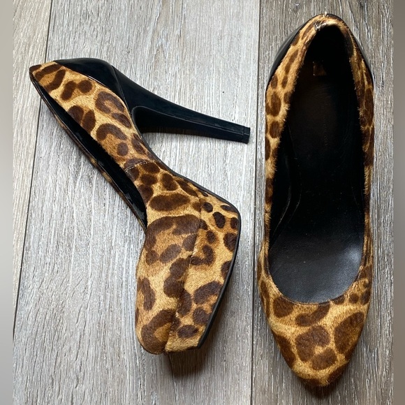 iNC Women’s Cheetah Pump Heels Size 6.5 Medium Real Fur Dyed - Picture 6 of 16
